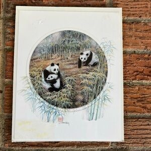 John Cheng Limited Numbered Panda Print Family Love Signed by Artist